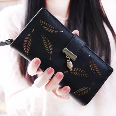 Large Capacity Wallet Clutch Bag Leaf Zipper Buckle Wallet